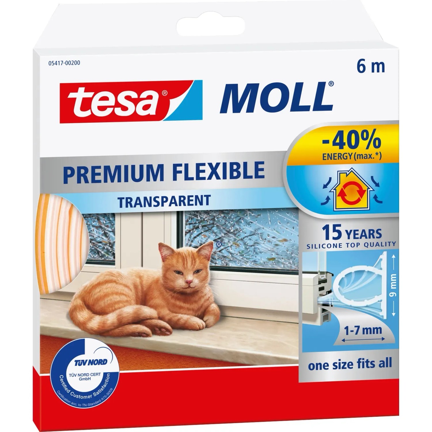 E-shop tesa Silikónové tesnenie pre dvere a okná tesamoll Premium Flexible, biela, 6 m