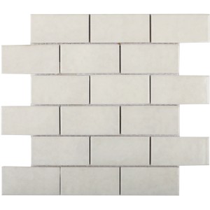 Mozaiková rohož Castello Brick v bielej farbe, keramika, lesklá. Mozaikové obklady na steny.