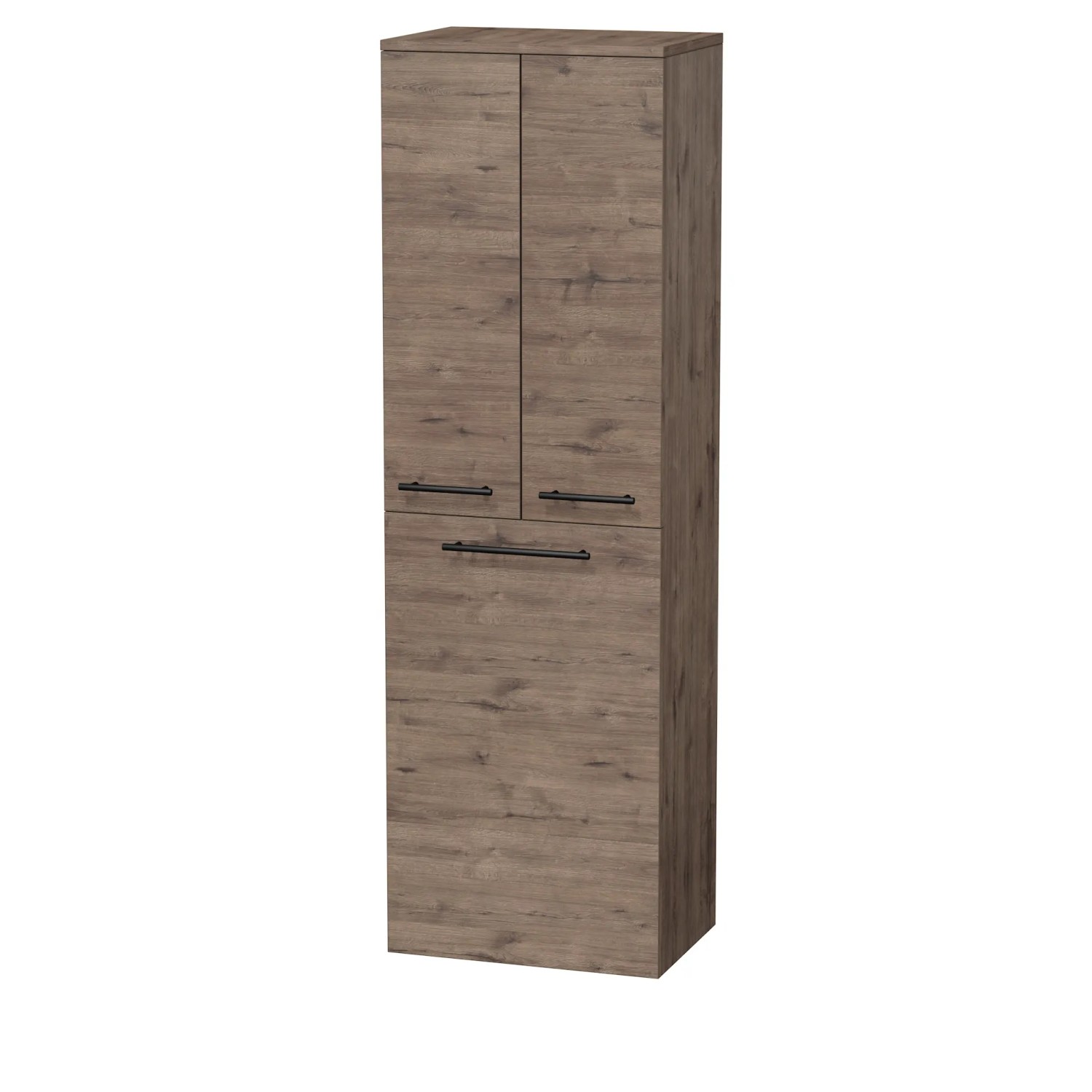 E-shop INTEDOOR Vysoká skriňa BEE, úchyt čierny, 2 dvere, kôš, š. 50 cm, dub Welling.