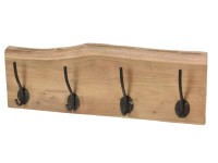 Koopman Nástenný vešiak z teakového dreva, 4 háčiky, 50 cm