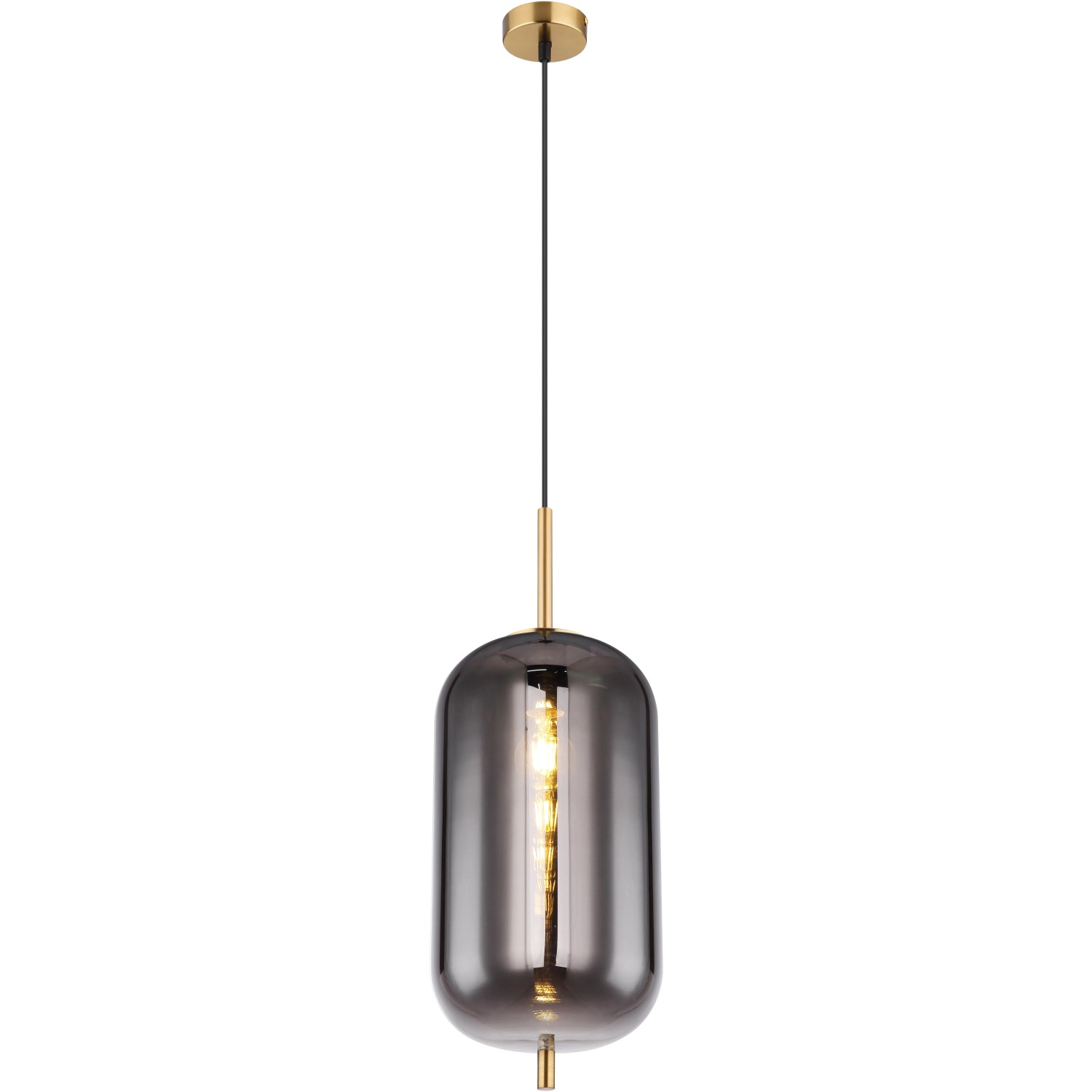 E-shop GLOBO Závesné svietidlo BLACKY I mosadzná/dymová E27 60 W pr. 220 x 1200 mm