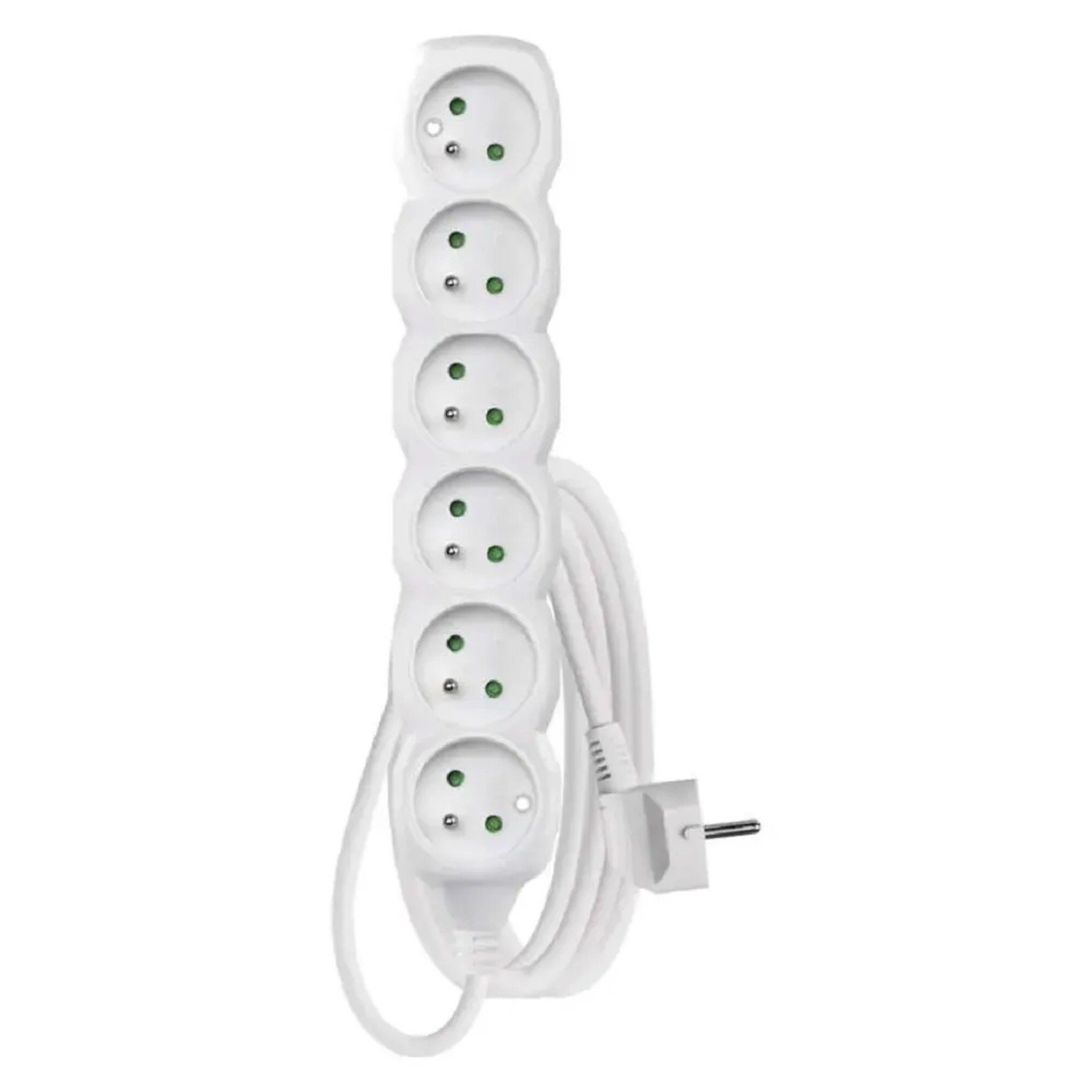 E-shop EMOS Predlžovací kábel biely, 6 zásuviek, max. 16 A/3680 W, 2 m
