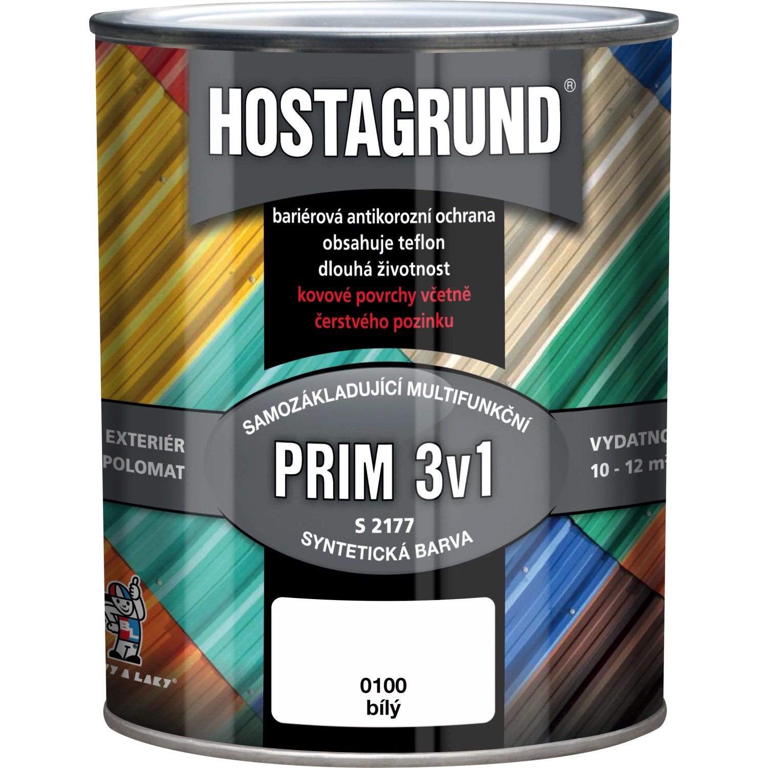 E-shop HOSTAGRUND Základná aj vrchná farba na kov 3v1 PRIM S2177 0100 biela 600 ml