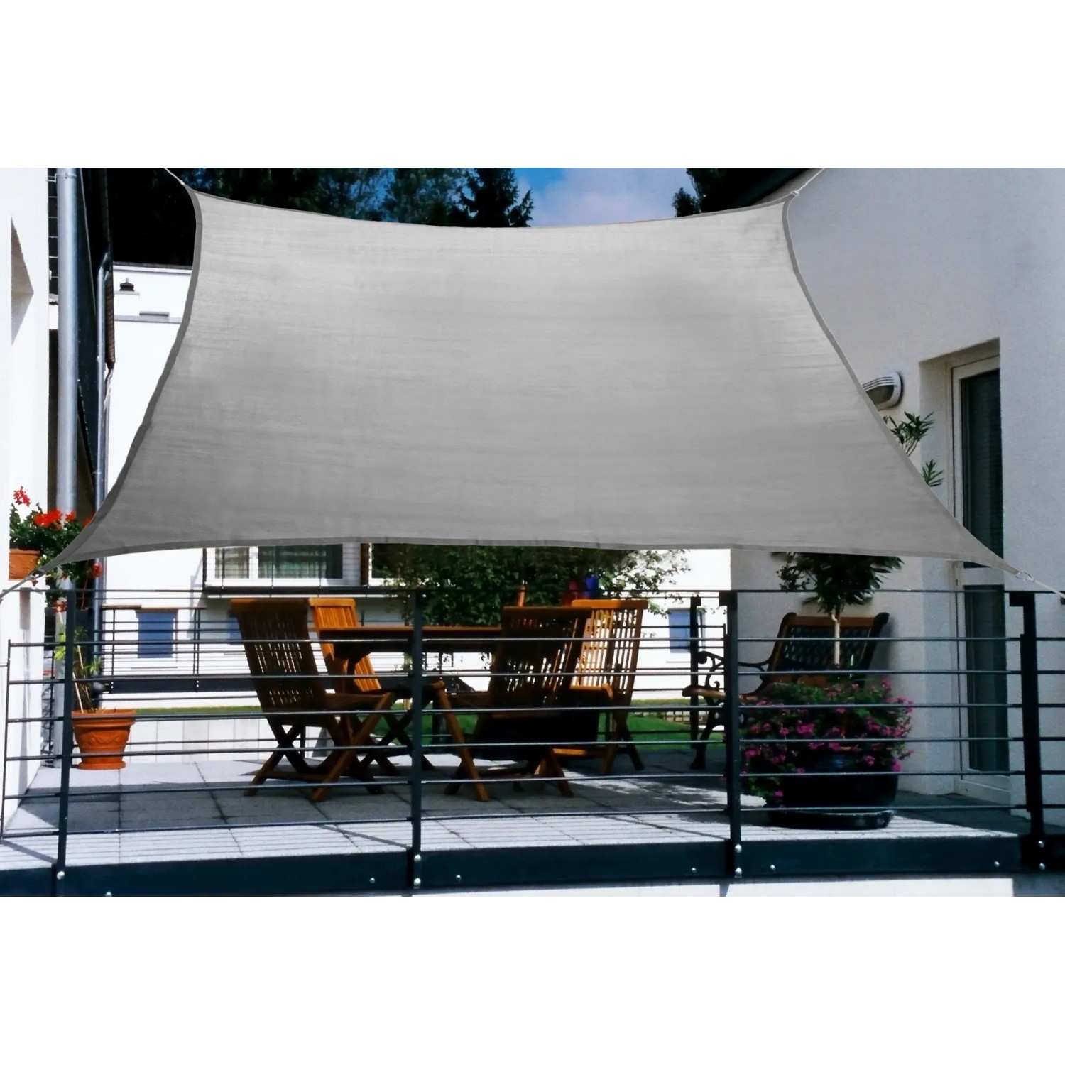 E-shop Floracord HDPE balkónová slnečná plachta 4rohá antracitová 180 g/m2, 270x140 cm