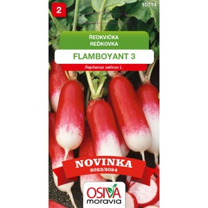 Balíček semien reďkovky 'Flamboyant 3': Červeno-biele reďkovky do záhrady.
