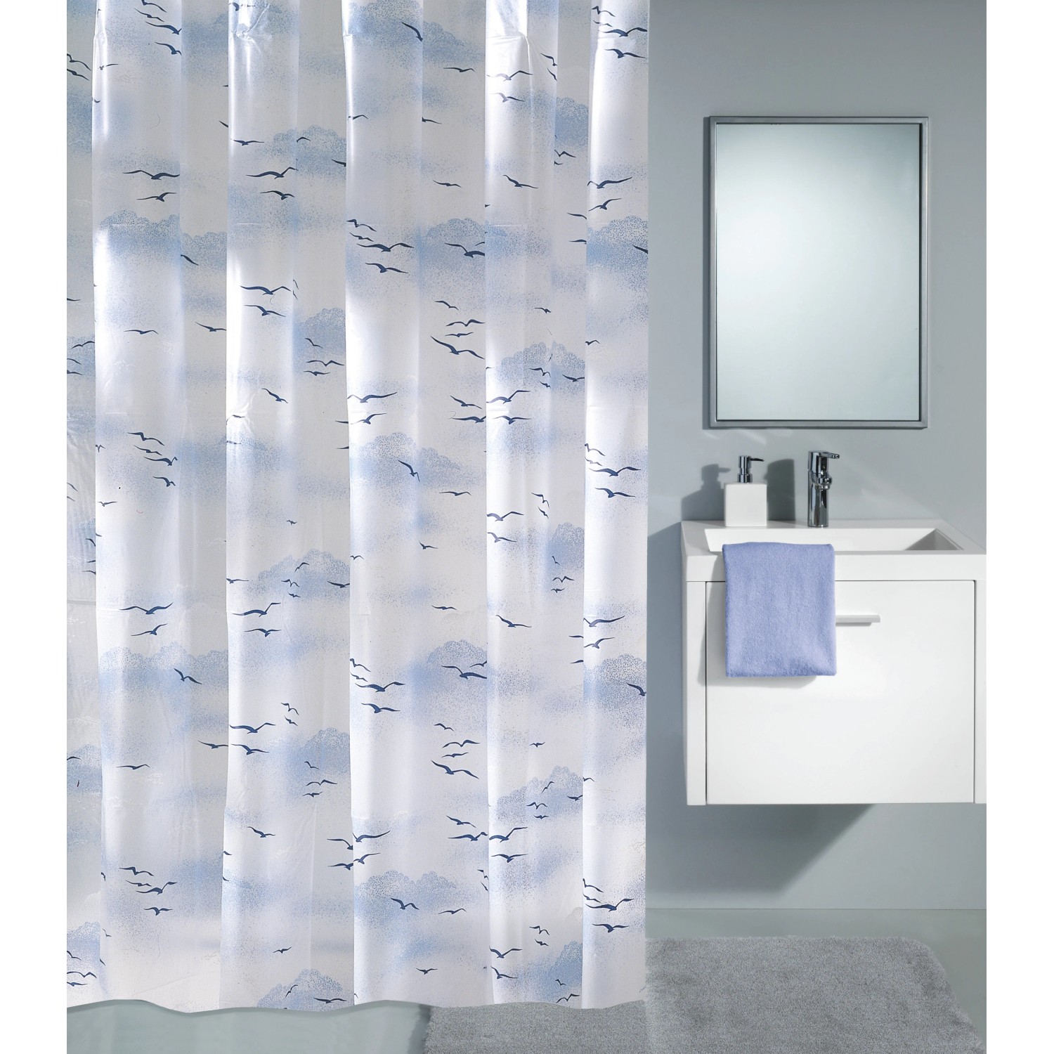E-shop Kleine Wolke Sprchový záves Sky polárna modrá 180 x 200 cm
