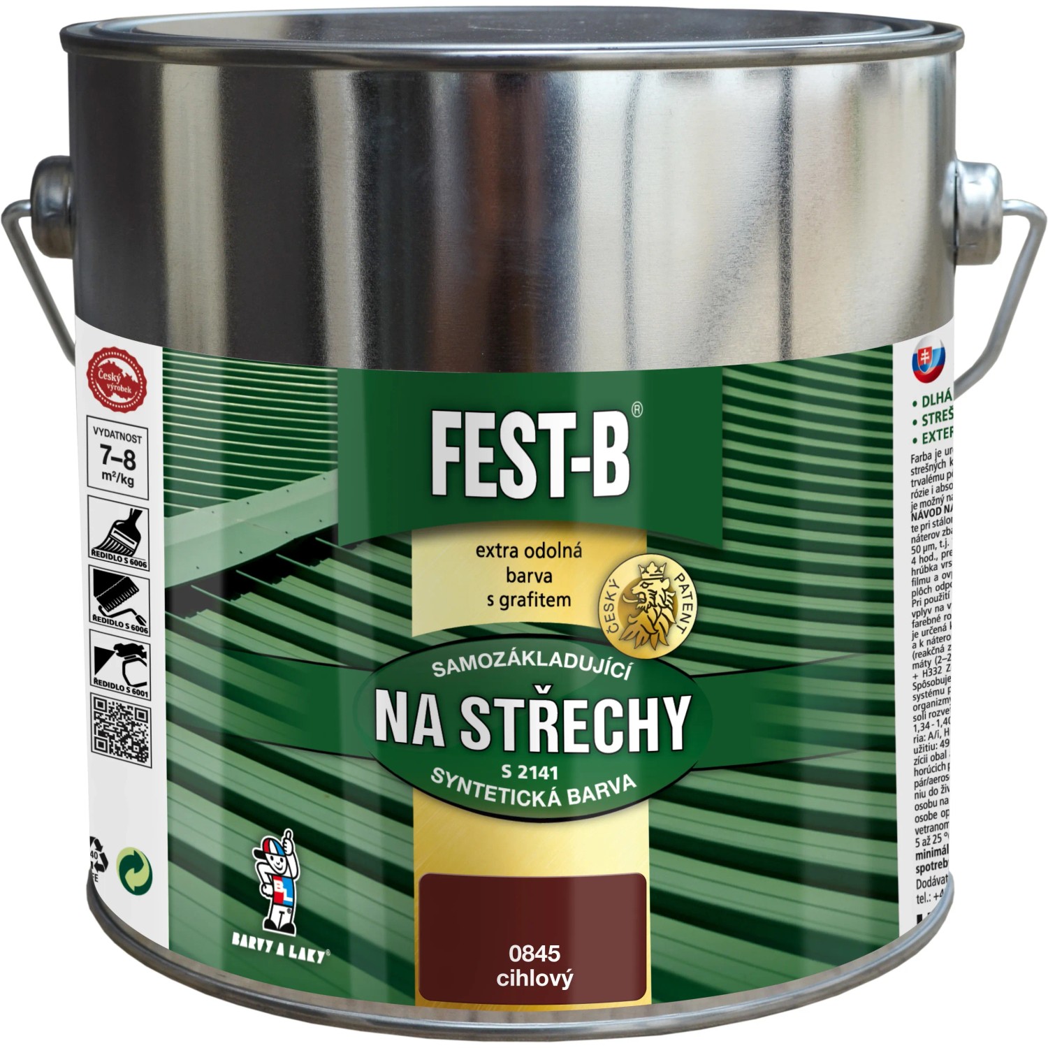E-shop FEST-B Antikorózny náter na železo 2v1 na strechy S2141, 0845 tehlová, 2,5 kg