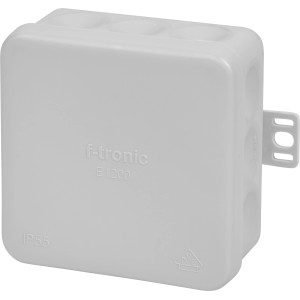 Biela odbočná krabica 80x80x37 mm IP55 s vekom a membránovým vstupom pre elektroinštaláciu.