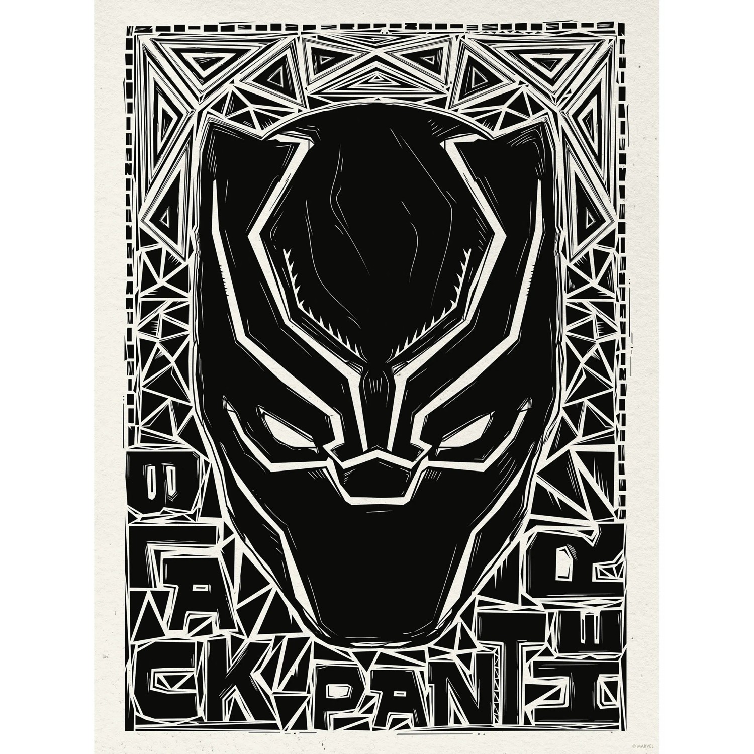 E-shop Komar Plagát Marvel Black Panther Lino-Cut Helmet 30 x 40 cm