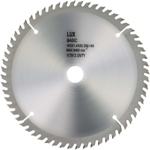 LUX HM pílový kotúč na drevo, Ø 185 mm, 60 zubov, pre presné rezy do dreva a materiálov na báze dreva.