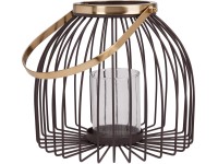 Koopman Kovový lampáš s uchom čierno-zlatý 22 x 19,5 cm