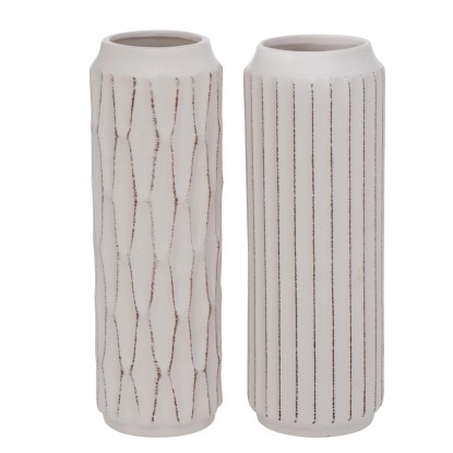 Boltze Home Váza Fratello, biela, 2 varianty, pr. 10 x 27 cm