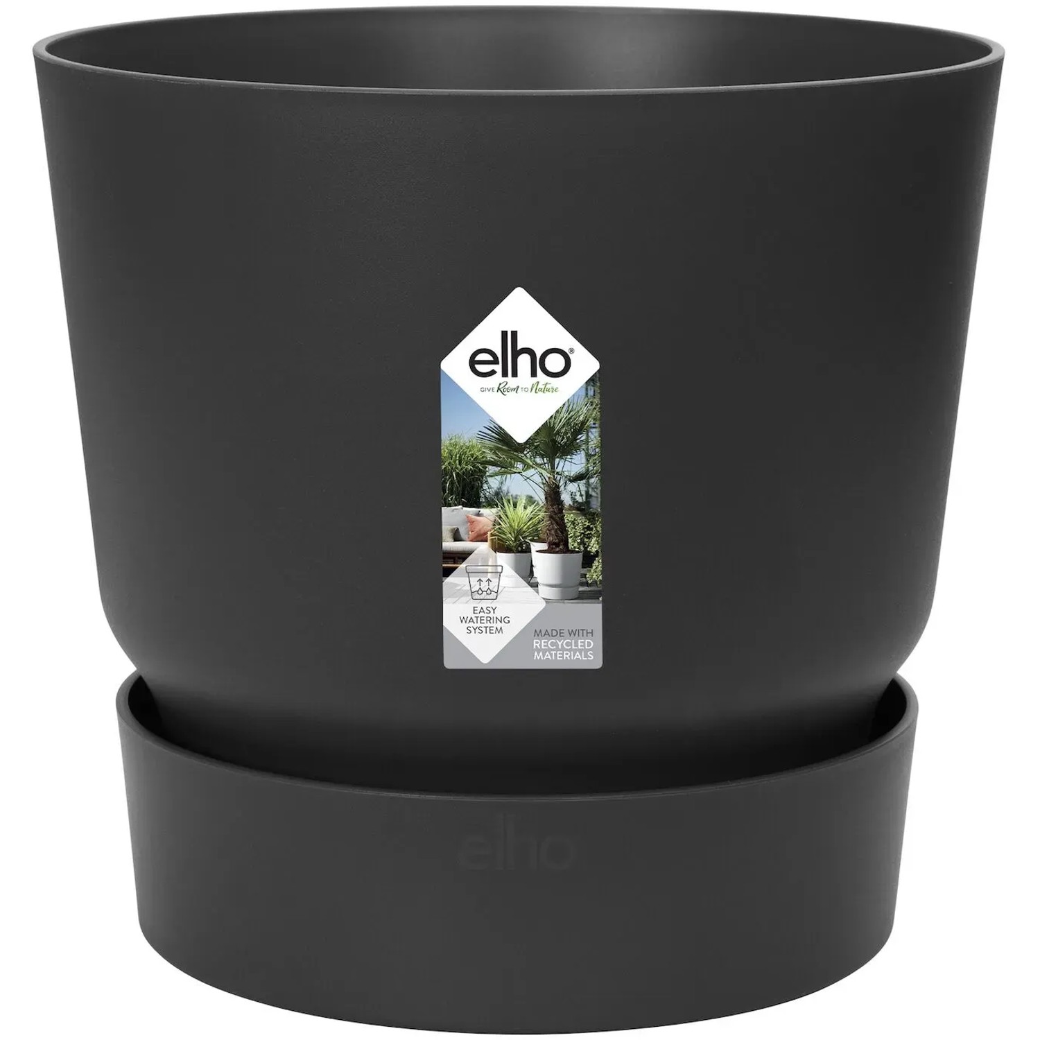 E-shop elho Kvetináč Greenville Round čierny, pr. 18 x 17 cm