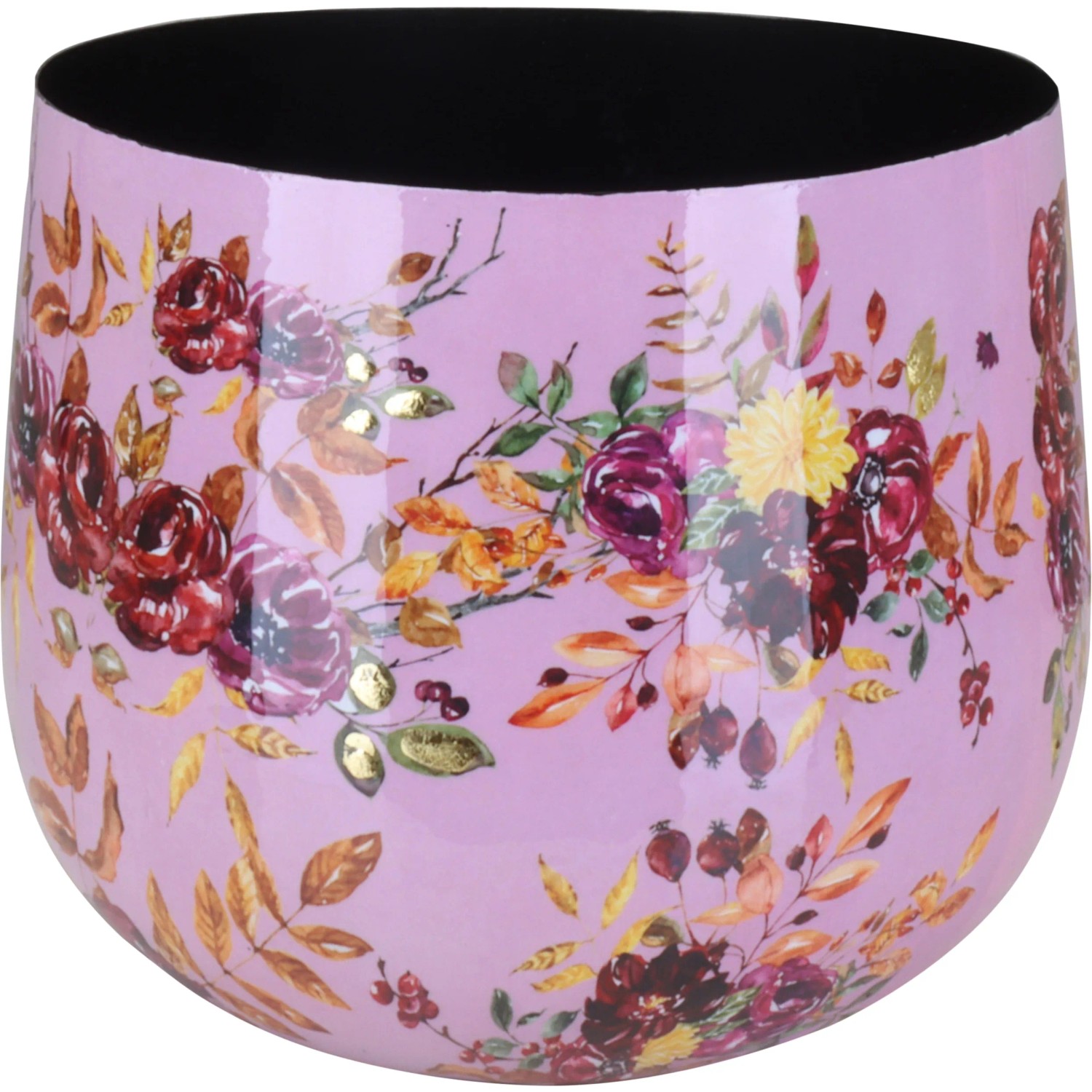 E-shop A.H.G Kvetináč Flora so vzorom kvetín ružovozlatý pr. 13 x 9 cm