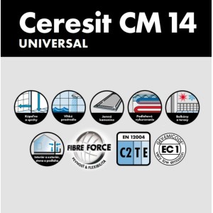 Ceresit Zlepšené cementové lepidlo vystužené vláknami CM 14 UNIVERSAL 25 kg