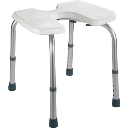 Wenko Stolička do sprchy s hygienickými výrezmi Secura biela výškovo prestaviteľ