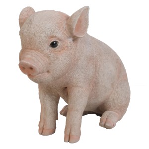 Dekoratívna figúrka prasiatka, 15 cm, z polystonu na dekoráciu záhrady.