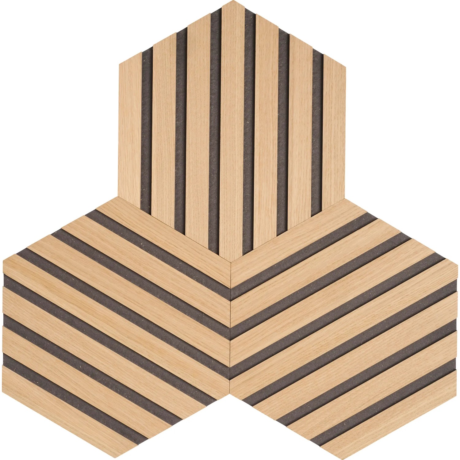 E-shop Denpanels Dizajnový panel na steny Hexagon, dub/čierna, 3 ks