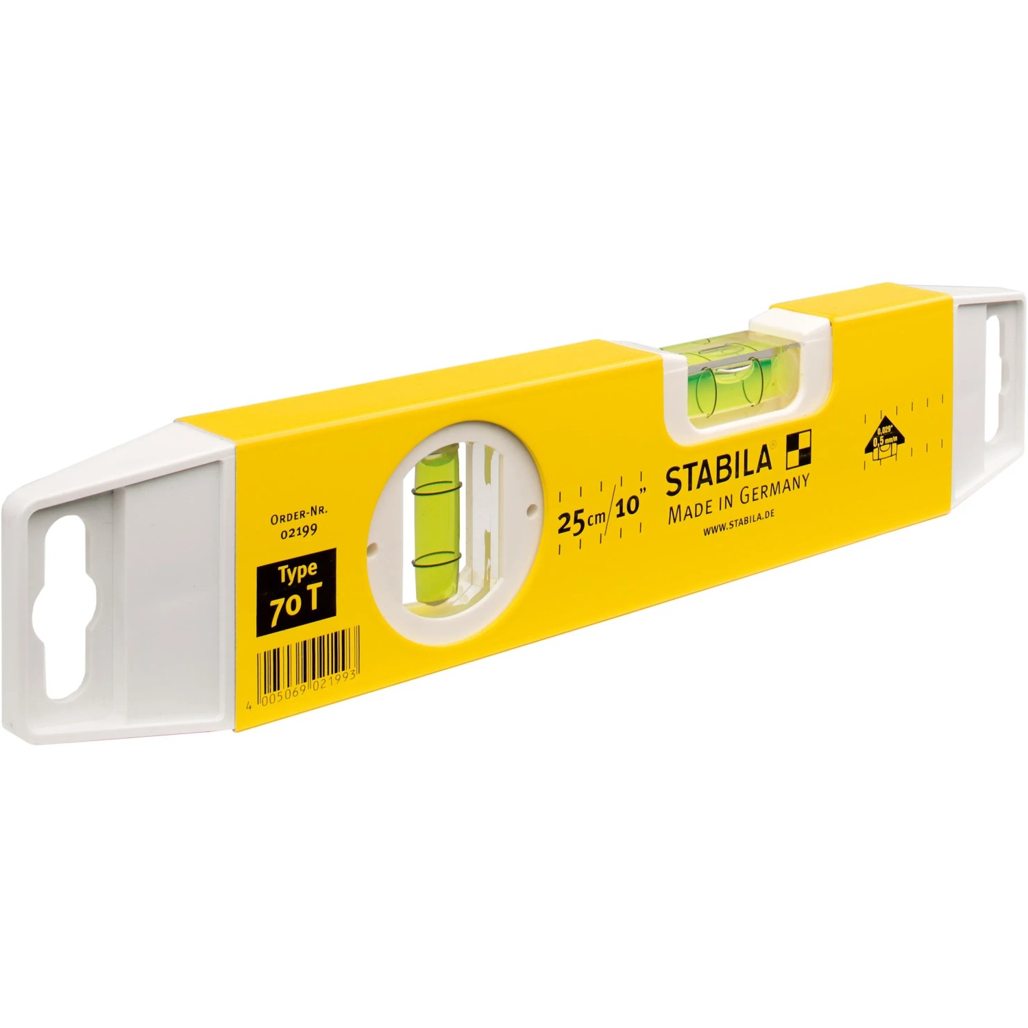 E-shop STABILA Vodováha Torpedo, typ 70 T, 2x libela, 25 cm