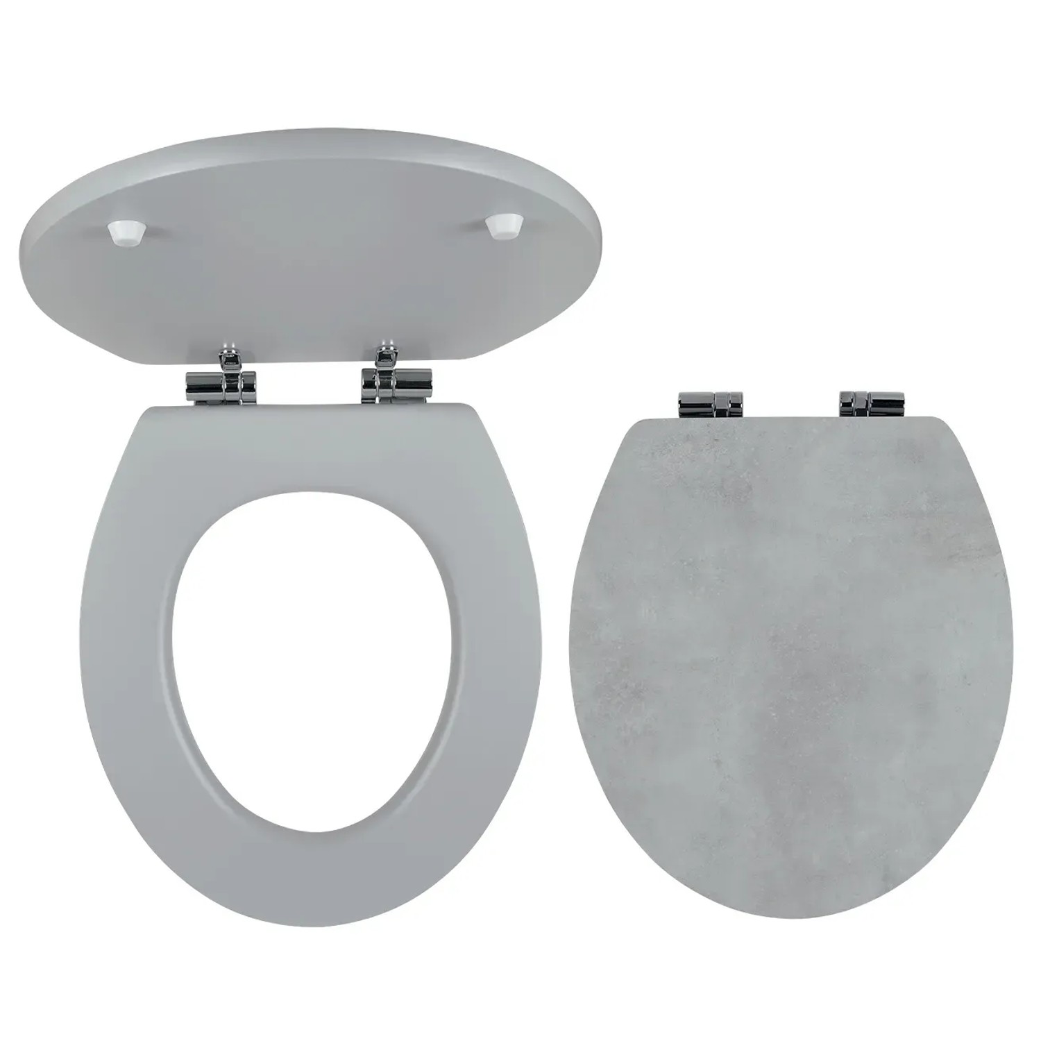 E-shop Ferro WC sedátko WC/SOFTSTONE1, MDF, kovové závesy, svetlý betón, oválne