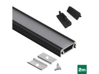 Prisadený hliníkový profil pre LED pásik, čierna, 2 m