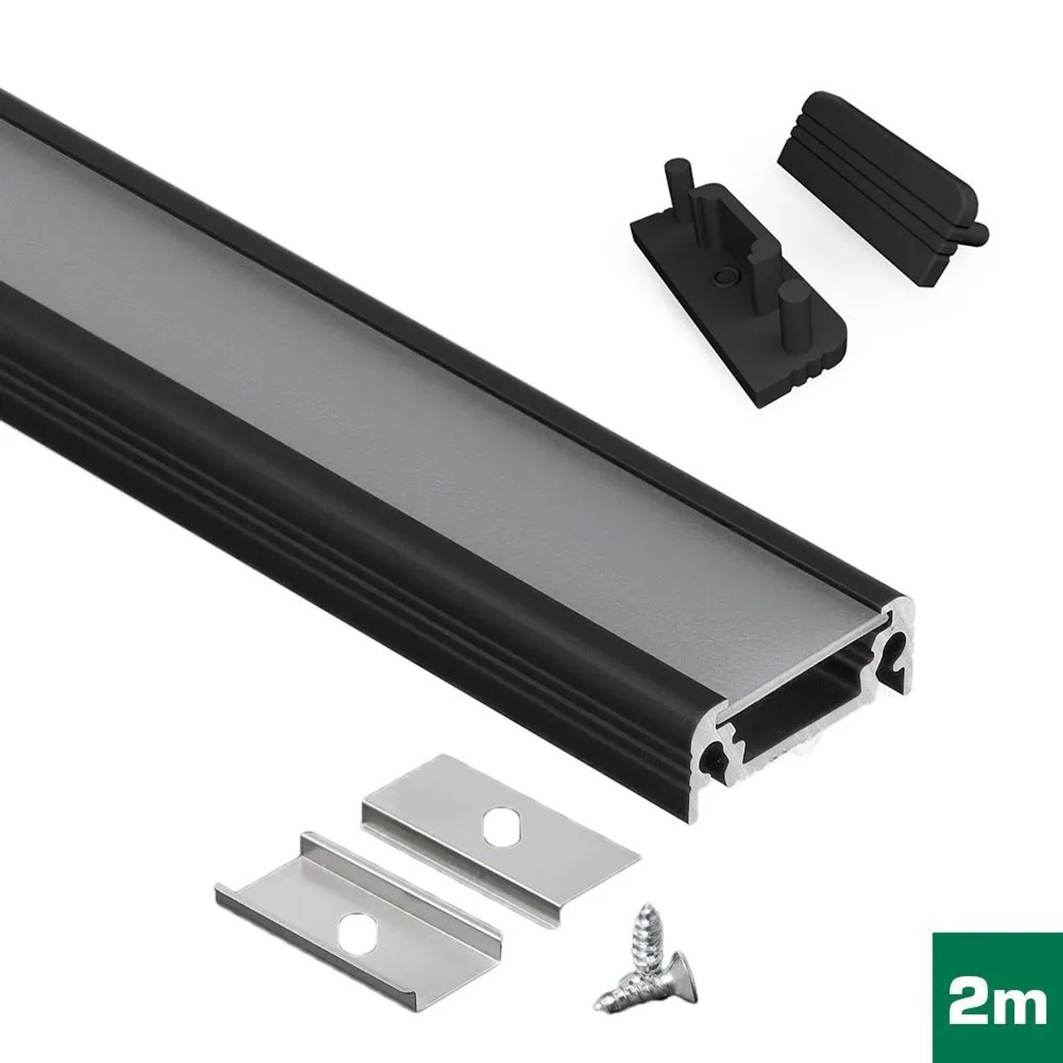 E-shop Prisadený hliníkový profil pre LED pásik, čierna, 2 m
