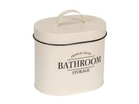 Wenko Kovový kúpeľňový box s vekom Uri, béžová, 14 x 16 x 10,2 cm