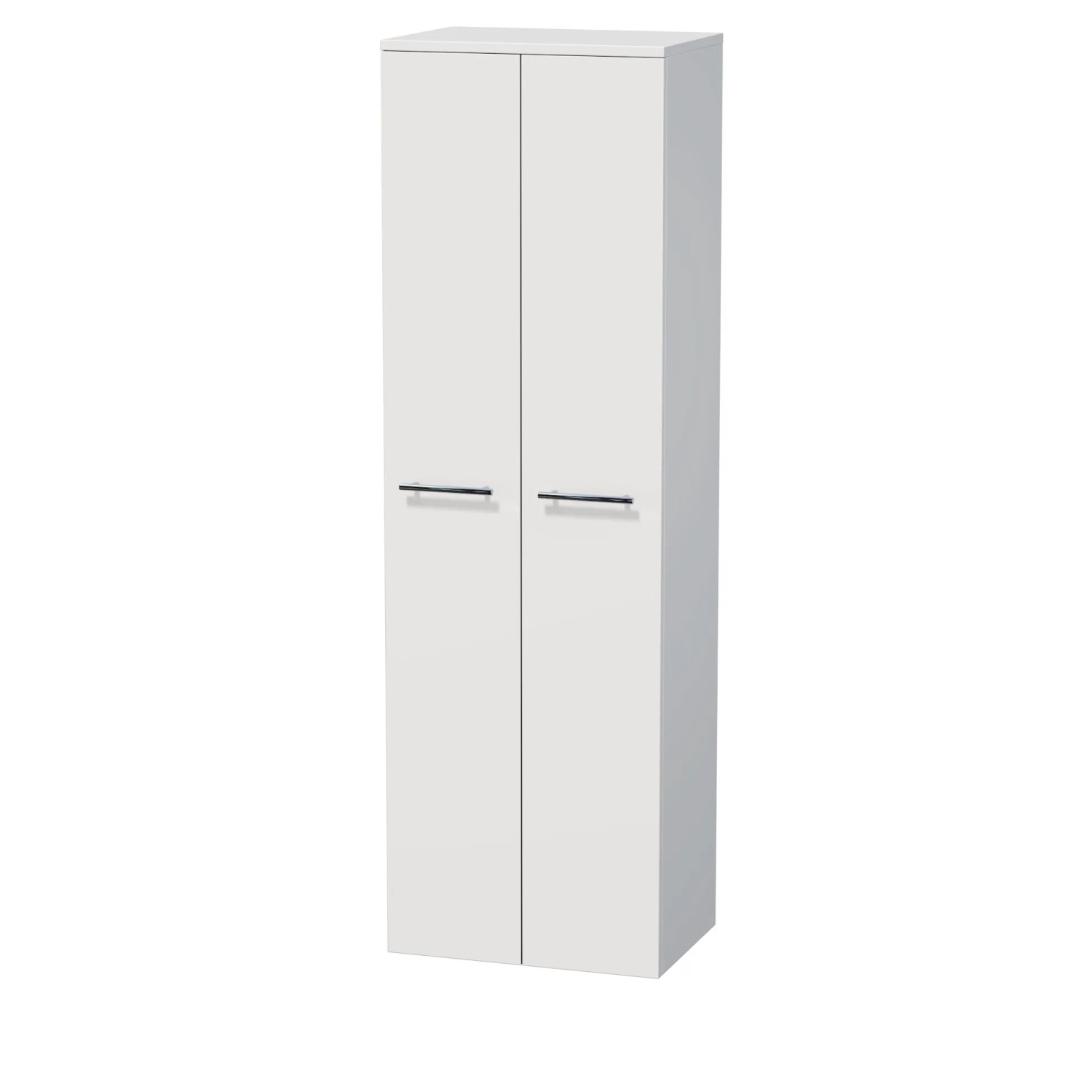 E-shop INTEDOOR Vysoká skriňa BEE, úchyt chróm, 2 dvere, š. 50 cm, biela lesk