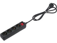 Zásuvková lišta 4 zásuvky s vypínačom čierna 1,4 m Zásuvková lišta 4 zásuvky s vypínačom čierna 1,4 m