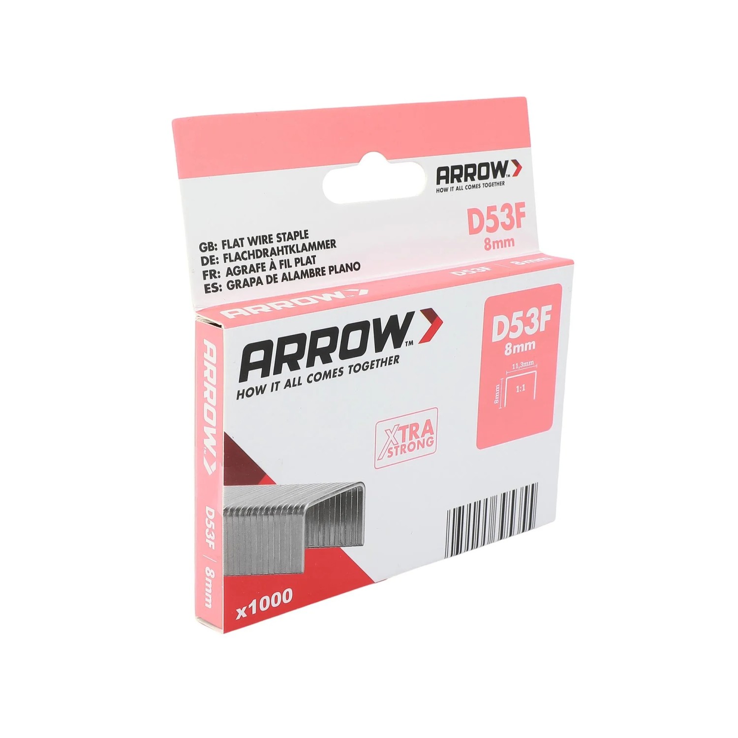 E-shop Arrow Ploché drôtené sponky do sponkovačky D53F, dĺžka 8 mm, 1000 ks