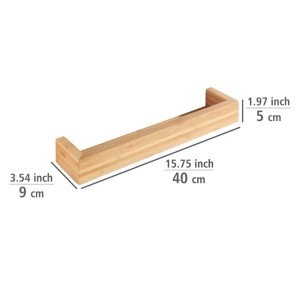 Nástenná polica WENKO Bambusa z bambusu, 40 cm, do kúpeľne. Prírodný vzhľad dreva, rozmery 40x9x5 cm.