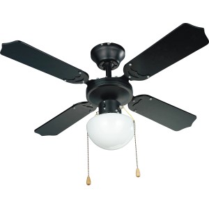 Čierny stropný ventilátor CMI (Ø 91 cm) so svetlom a ťahovým spínačom pre vnútorné použitie.