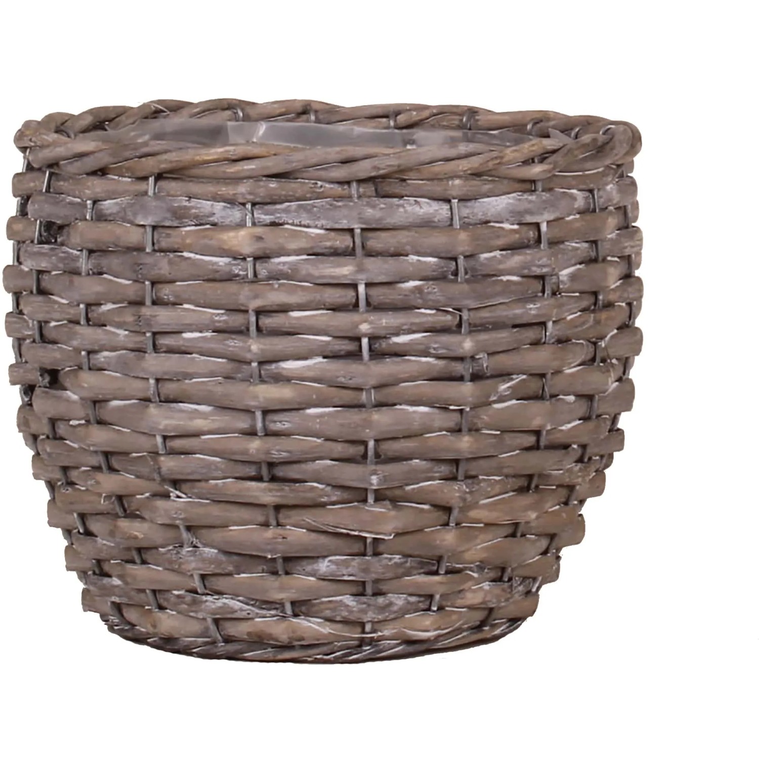 E-shop Obal na kvetináč z vŕbového prútia s PE sáčkom sivý 19 x 16 cm