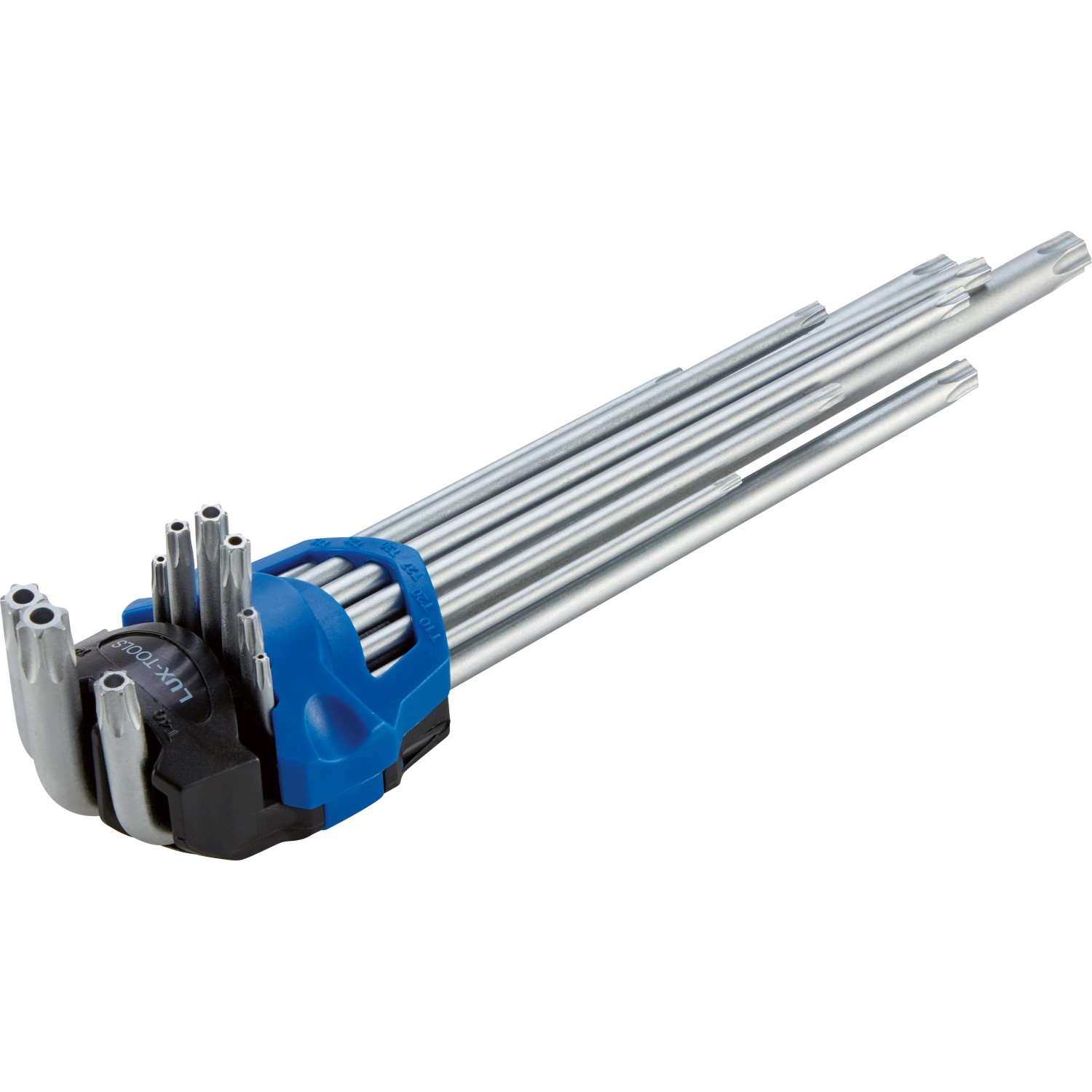 E-shop LUX-TOOLS Súprava dlhých uhlových kľúčov Torx s otvorom, 9dielna (TX10-TX50)