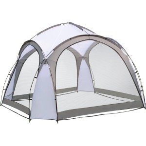 Párty stan Eldora, svetlosivý, 3,5x3,5x2,3 m, so sieťovanými bočnými stenami pre optimálnu ventiláciu. Ideálny na vonkajšie akcie.