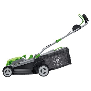 Akumulátorová kosačka LUX 40V so zberným košom, šírka záberu 43 cm, ideálna pre stredne veľké záhrady.