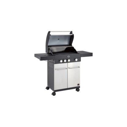 Plynový gril t.b.t. s prvkami z nehrdzavejúcej ocele a štyrmi horákmi.