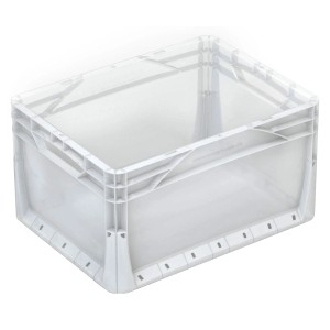 Priehľadný Eurobox 60x40x32 cm s plnou stenou, plastový úložný box.