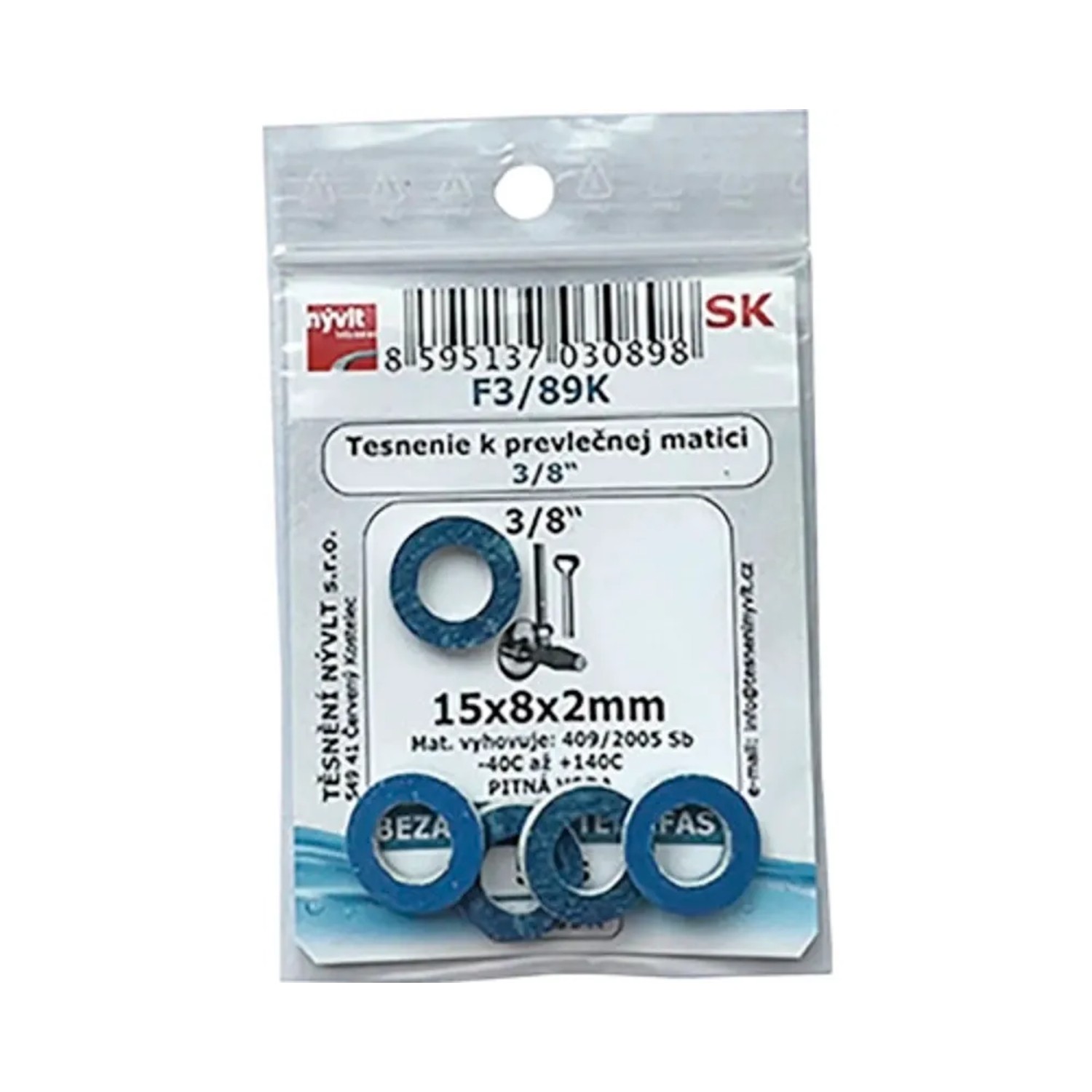 E-shop Súprava tesnení prevlečných matíc 3/8", 15 x 8 mm, 5 ks