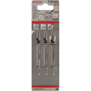 Bosch Priamočiare pílové listy Pro T 101 AO Clean for Wood, 3 kusy, pre čisté rezy do dreva.