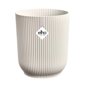 Elho Vibes Fold kvetináč na orchidey, vysoký, Ø 12,5 cm, ľanovo biely, rebrovaná štruktúra.