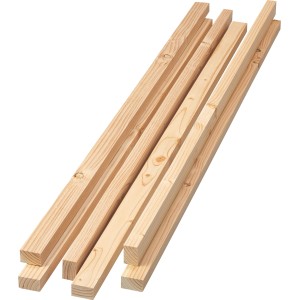 Hromada smrekovcových latiek pre spodnú konštrukciu, 4,5x7x300 cm, pre terasové dosky.