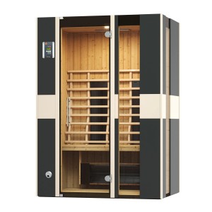 Weka infrasauna Mila 2 set so sklenenými dverami, dreveným obložením a príslušenstvom.