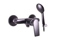 Batérie Colorado sprchová sa sprchou a pevným držiakom, čierno-chrómová