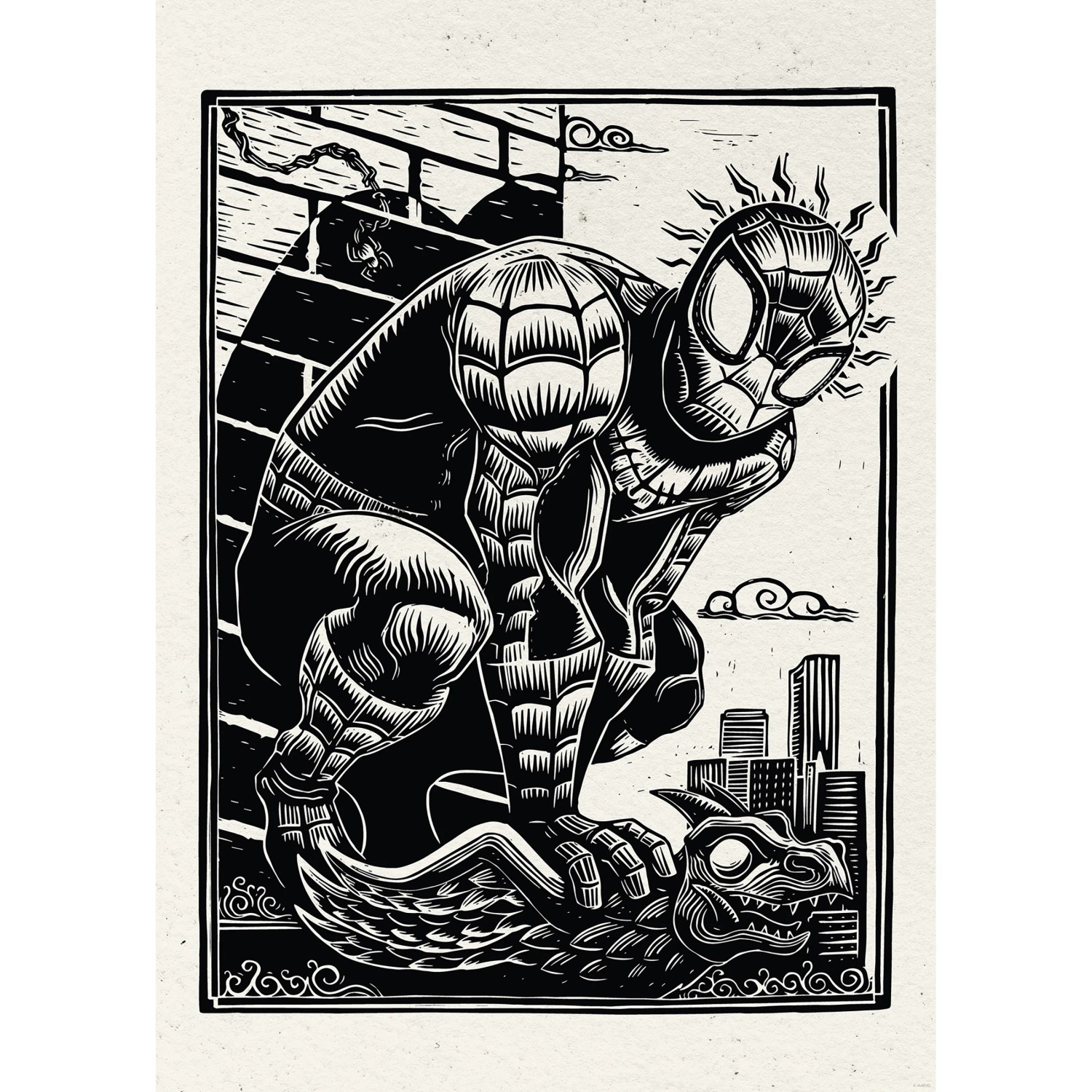 E-shop Komar Plagát Marvel Spider Man Lino-Cut 50 x 70 cm