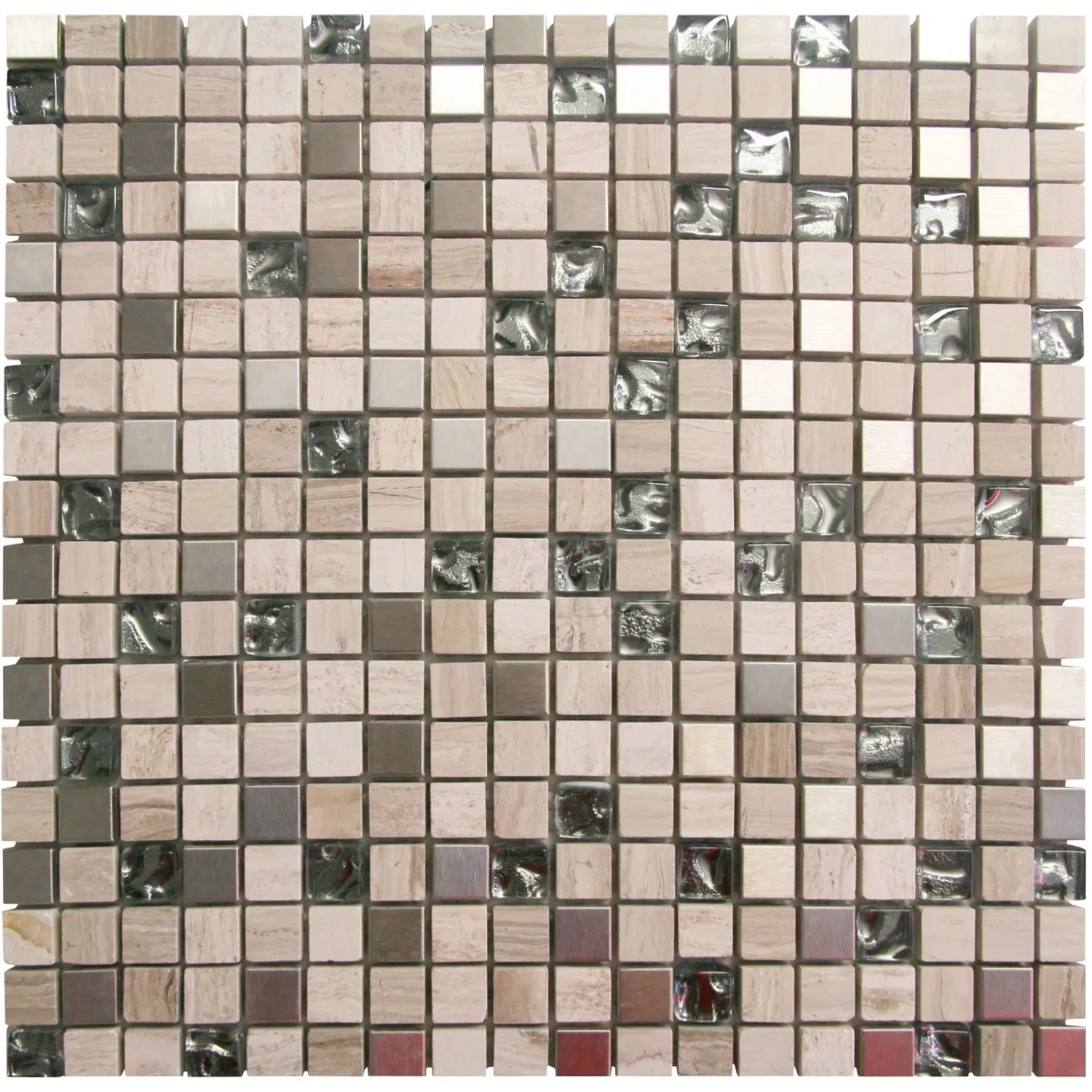 E-shop Euro Stone Kombinovaná mozaika Glas Grau/Marmor Grau/Edelstahl 30 x 30 cm