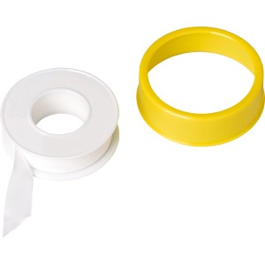 Tesniaca páska na závity, šírka 12 mm, na kotúči so žltým dávkovačom. Teflónová páska na utesnenie závitov.