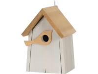 Vtáčia búdka s figúrkou vtáčika FSC® svetlosivá/hnedá