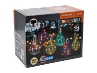 Solárna svetelná reťaz so žiarovkami, 10x 5 LED teplá biela, čierny kábel, 180cm