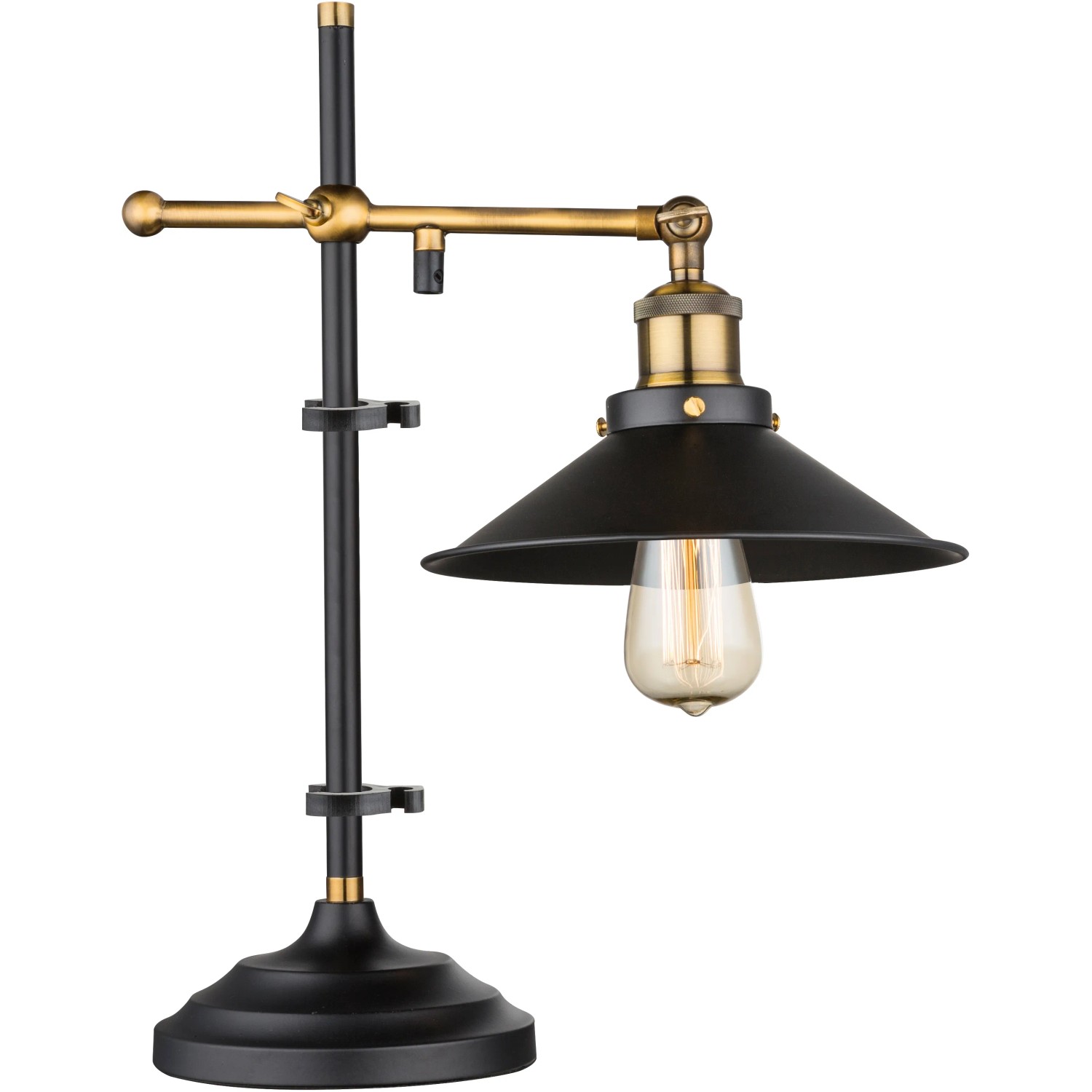 E-shop GLOBO Stolná lampa LENIUS, E27, čierna-staromosadzná, 35 x 22 x 45,5 cm